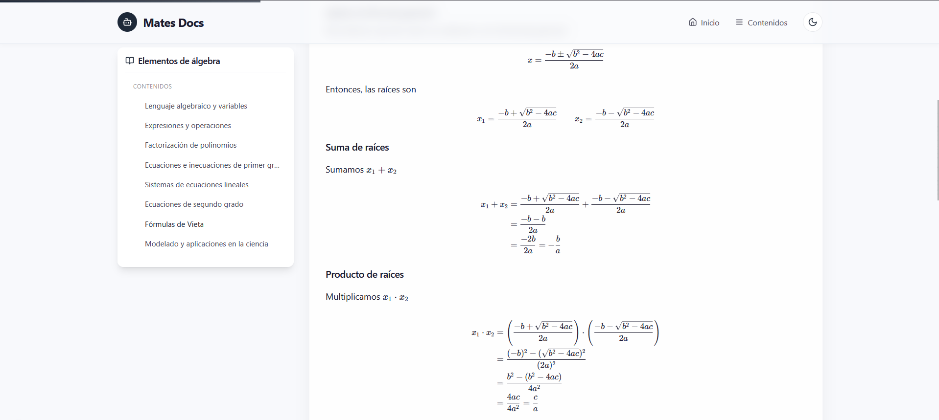 Gráfica de una función parabólica